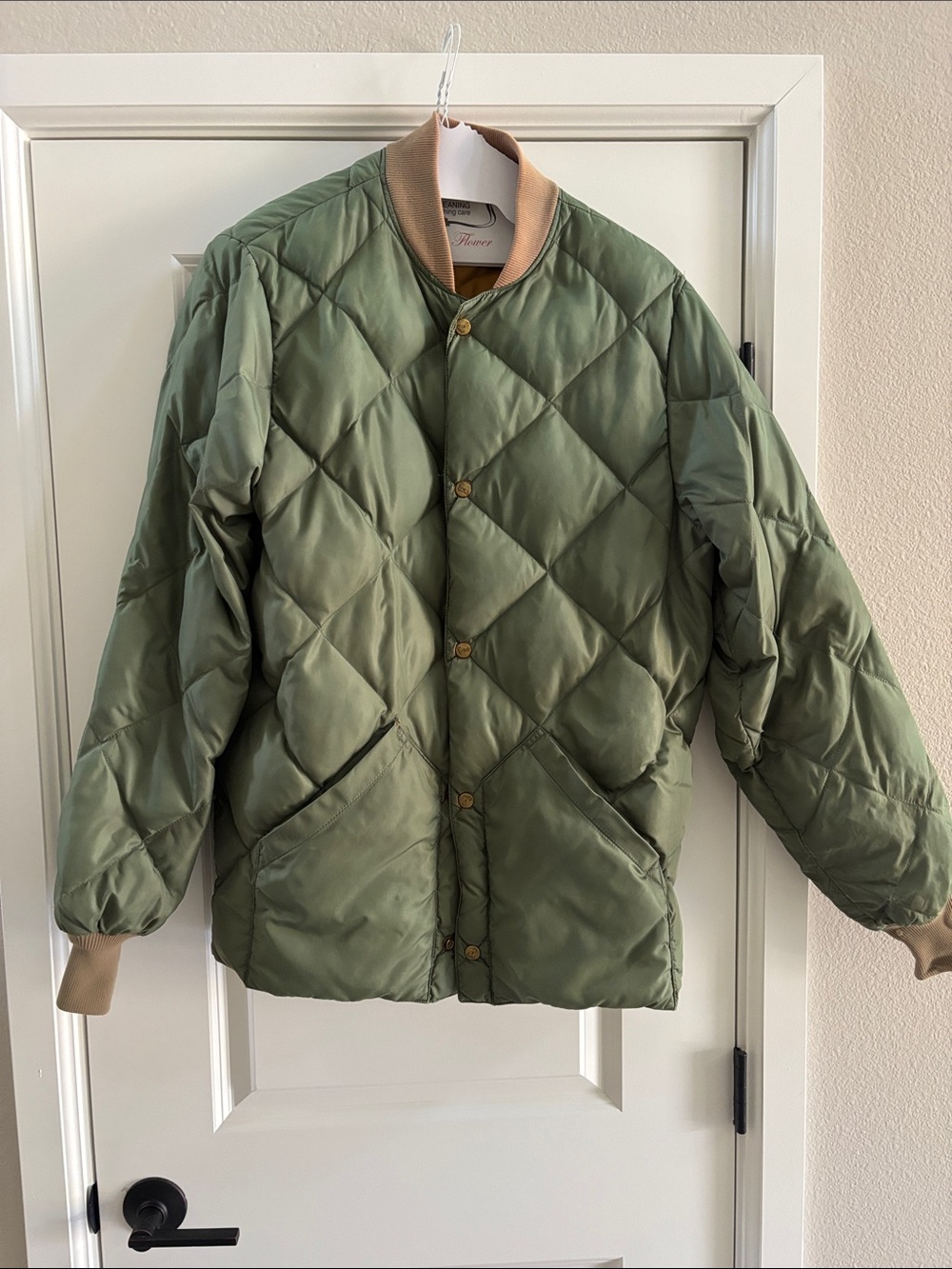 Vintage Eddie Bauer Sundown Olive Green Quilted Bomber Jacket